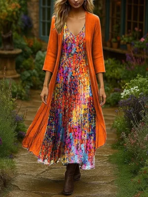 damen-kleid-set-midi-kleid-urlaub-party-orange-15-1