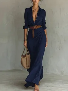 damen-langes-kleid-maxikleid-hemdblusenk-marineblau-5