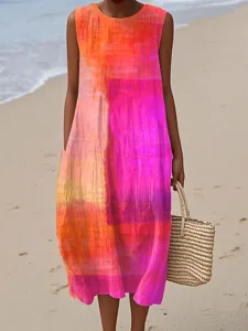 damen-midi-kleid-leinenahnliches-maxikle-rosa-3