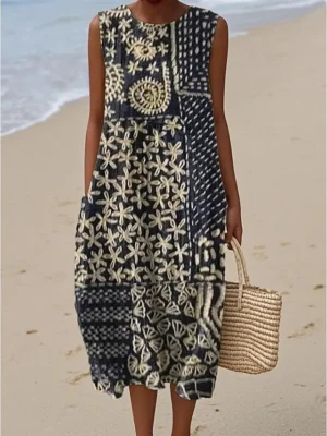 damen-midi-kleid-leinenahnliches-sommerk-dunkelblau-1-1