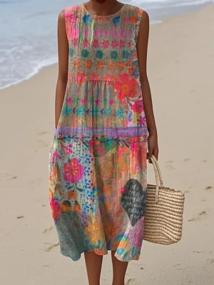 damen-midi-kleid-leinenahnliches-sommerk-rosa-2-1