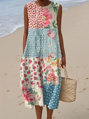 damen-midi-kleid-leinenahnliches-sommerk-rosa-3-1