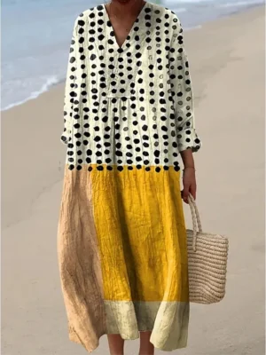 damen-midi-kleid-v-ausschnitt-langarm-ka-gelb-3-1