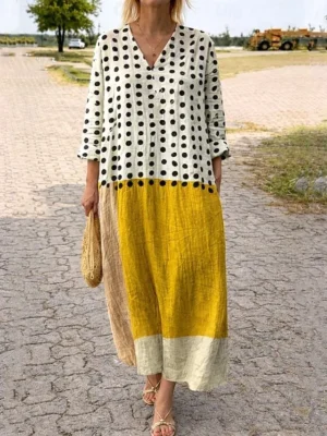 damen-midi-kleid-v-ausschnitt-langarm-ka-gelb-4-1