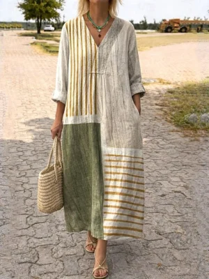 damen-midi-kleid-v-ausschnitt-langarm-ka-khaki-8-1