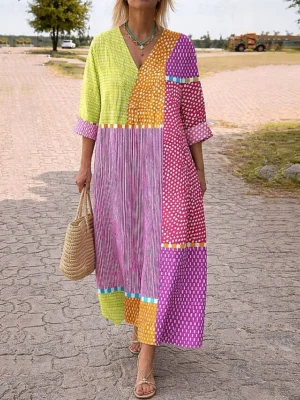 damen-midi-kleid-v-ausschnitt-langarm-ka-rosa-7-1