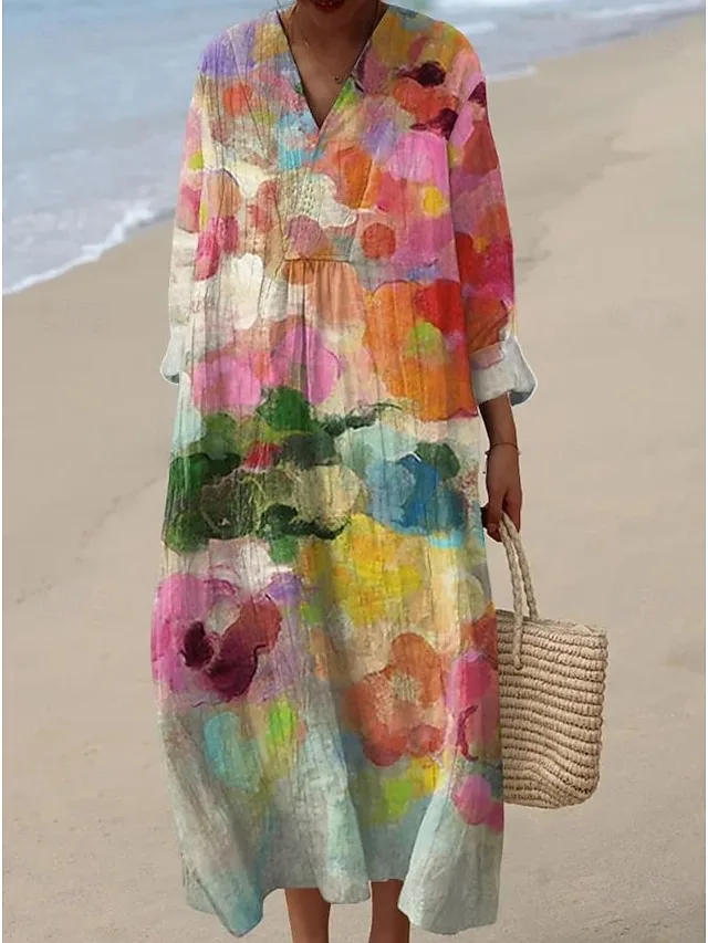 damen-midi-kleid-v-ausschnitt-lange-arme-hellrosa-5-1