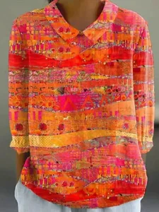 damen-midi-kleid-v-ausschnitt-lange-arme-orange-5