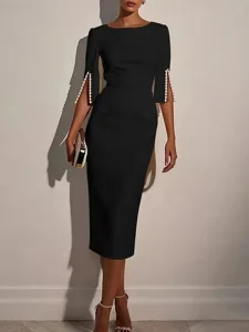 damen-midikleid-figurbetontes-kleid-halb-schwarz-2
