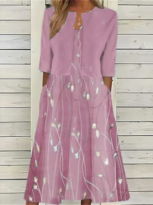 damen-midikleid-freizeitkleid-kleid-set-rosa-2-1