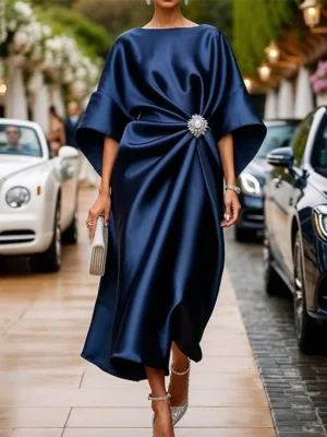 damen-midikleid-satinkleid-halbformelles-marineblau-2-1