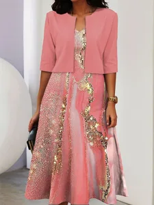 damen-zwei-teiler-kleid-sets-midi-kleid-rosa-1